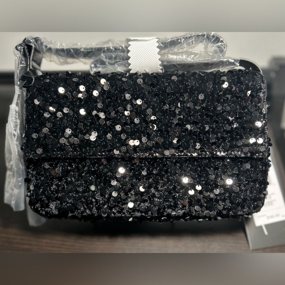 Nicole Miller Black Sequin Shoulder Bag